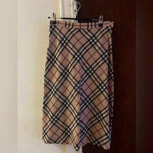 Burberry Checkered Wool Midi Skirt